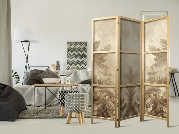 Paravent japonais - Stone Baroque Ornaments in Light Shades of Gray-Blue