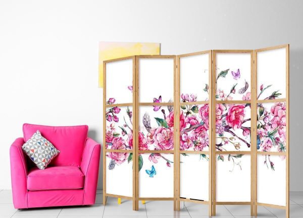 Paravent japonais - Style: Flowers and Butterflies II