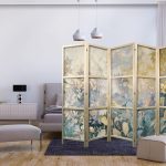 Paravent japonais - Tapestry Pattern with Meadow and Flowers - Kilim with a Spring Motif