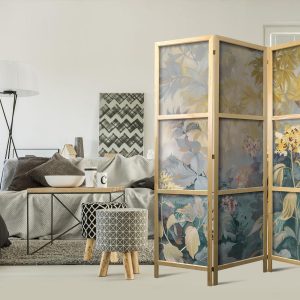 Paravent japonais - Tapestry Pattern with Meadow and Flowers - Kilim with a Spring Motif