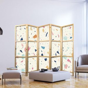 Paravent japonais - Terrazzo with Multicolored - Large Elements - Cheerful Pattern on a Light Background