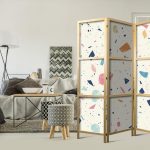 Paravent japonais - Terrazzo with Multicolored - Large Elements - Cheerful Pattern on a Light Background