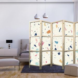Paravent japonais - Terrazzo with Multicolored - Large Elements - Cheerful Pattern on a Light Background