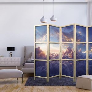 Paravent japonais - The Sun in Hiding: The Golden Face of the Sky Over a Cloudy Sea