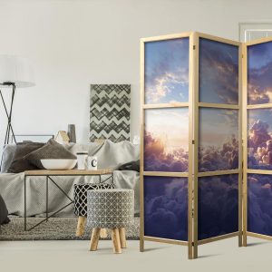 Paravent japonais - The Sun in Hiding: The Golden Face of the Sky Over a Cloudy Sea