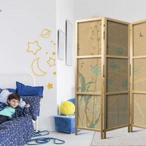 Paravent japonais - Tiny Bird - Colorful grasses in golden shades of sunset