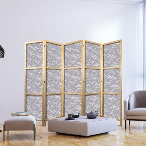 Paravent japonais - Underwater Shoal of Small Fish - Tiny Light-Beige Fish on the Background of Oceanic Depths in Gray Shades