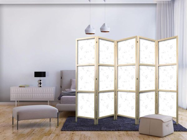 Paravent japonais - Watercolor - Airplanes and Balloons Painted on a White Sky Background