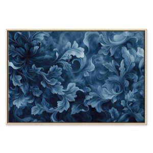 Tableau - Abstract Ornaments Dark Blue Victorian Leaves