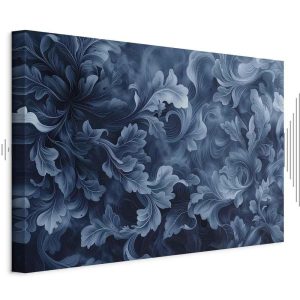 Tableau - Abstract Ornaments Dark Blue Victorian Leaves