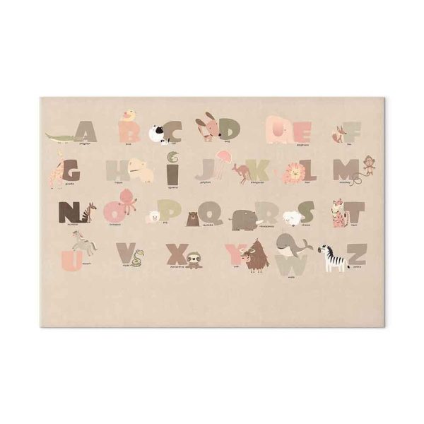 Tableau - Alphabet at the Zoo - Joyful Animals and Their Names on a Beige Background