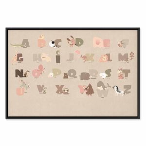 Tableau - Alphabet at the Zoo - Joyful Animals and Their Names on a Beige Background