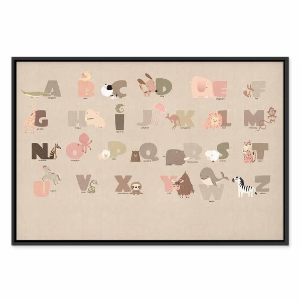 Tableau - Alphabet at the Zoo - Joyful Animals and Their Names on a Beige Background