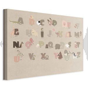 Tableau - Alphabet at the Zoo - Joyful Animals and Their Names on a Beige Background