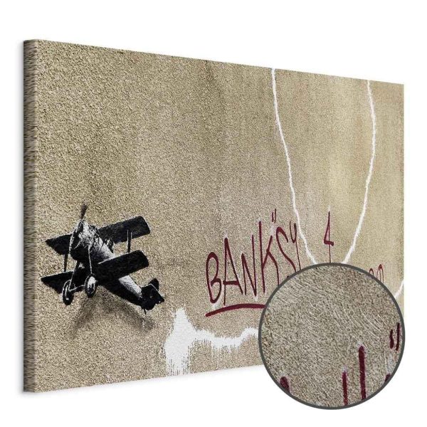 Tableau - Banksy's Plane (1-part) - Red Graffiti Text on Mural Background