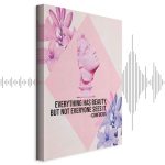 Tableau - Beauty in the Eyes - Inspirational Quote with Pink Bust and Flowers