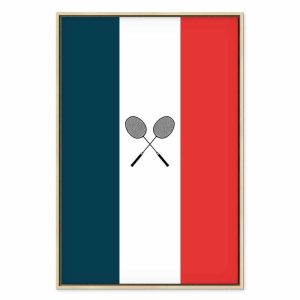 Tableau - Black Badminton Rackets Against the Backdrop of the French Flag