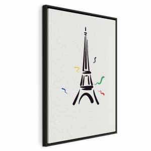 Tableau - Black Graphic Drawing of the Eiffel Tower on a Cream Background