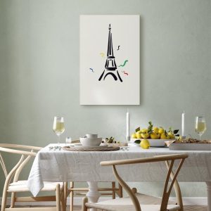 Tableau - Black Graphic Drawing of the Eiffel Tower on a Cream Background