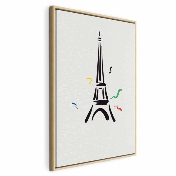 Tableau - Black Graphic Drawing of the Eiffel Tower on a Cream Background