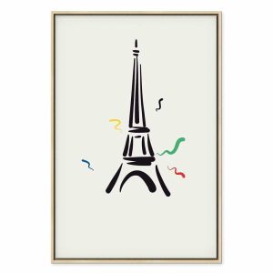 Tableau - Black Graphic Drawing of the Eiffel Tower on a Cream Background
