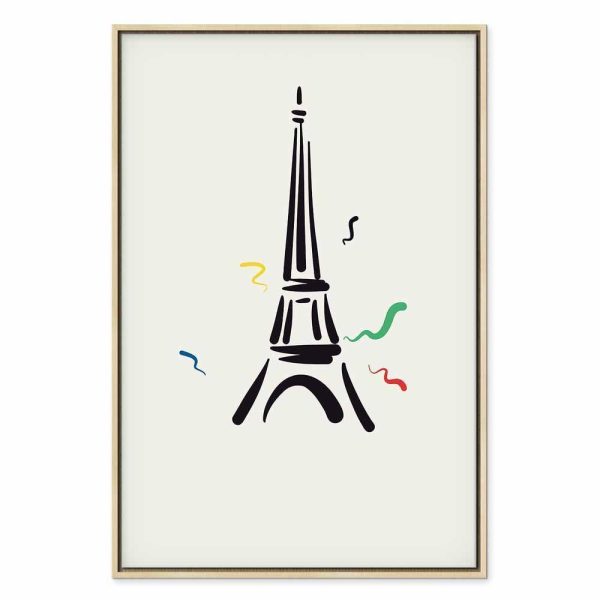 Tableau - Black Graphic Drawing of the Eiffel Tower on a Cream Background