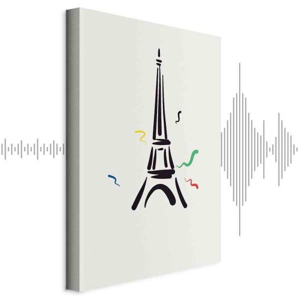 Tableau - Black Graphic Drawing of the Eiffel Tower on a Cream Background