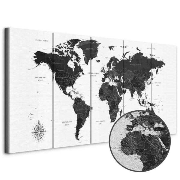 Tableau - Black and White Map (5 Parts) Narrow