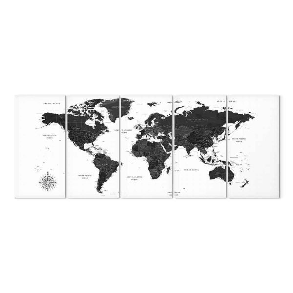 Tableau - Black and White Map (5 Parts) Narrow