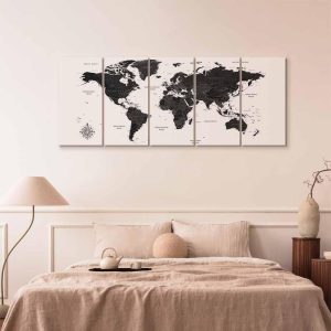 Tableau - Black and White Map (5 Parts) Narrow