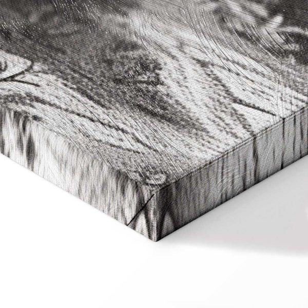 Tableau - Black and White Vintage Landscape Retro View of a Pond with a Boat