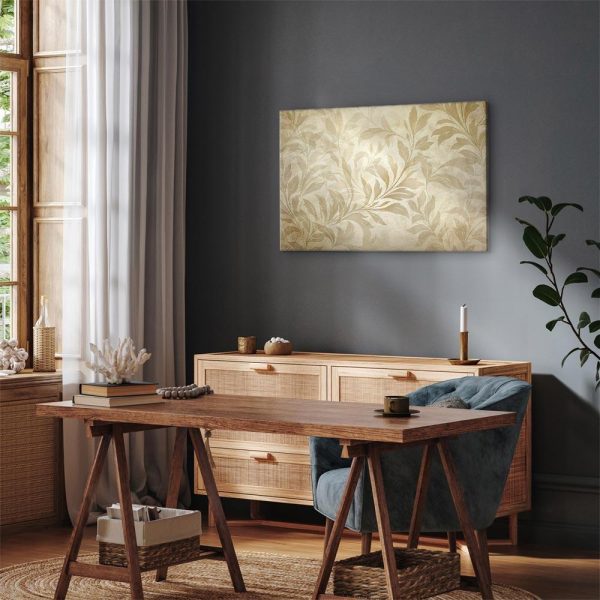 Tableau - Botanical Motif with Leaves and Vines in Sand Colors