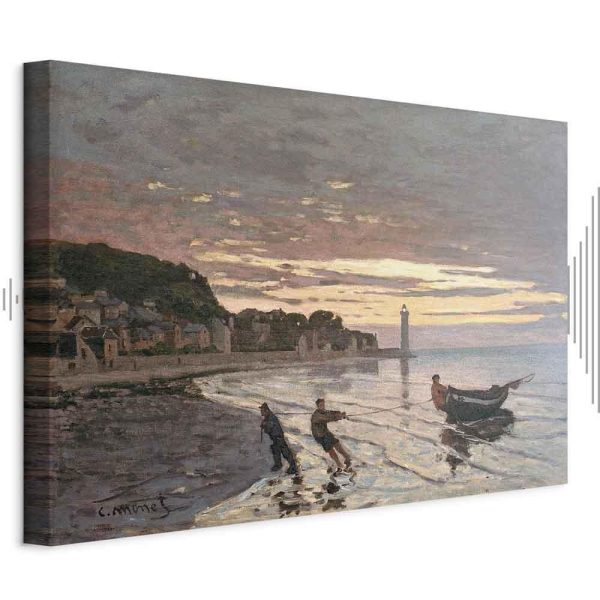 Tableau - Claude Monet – Hauling a Boat Ashore, Honfleur