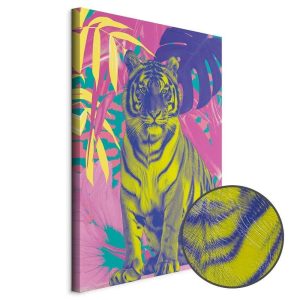 Tableau - Colorful Tiger - Intense Colors of a Tiger Surrounded by Tropical Plants