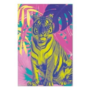 Tableau - Colorful Tiger - Intense Colors of a Tiger Surrounded by Tropical Plants