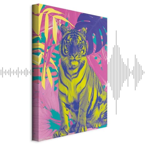 Tableau - Colorful Tiger - Intense Colors of a Tiger Surrounded by Tropical Plants