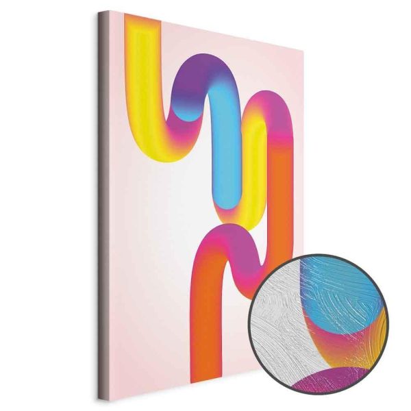 Tableau - Colorful Turns - Dynamic Composition in Shades of Yellow Pink and Blue