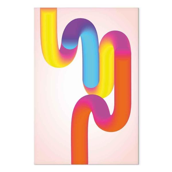 Tableau - Colorful Turns - Dynamic Composition in Shades of Yellow Pink and Blue