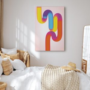 Tableau - Colorful Turns - Dynamic Composition in Shades of Yellow Pink and Blue