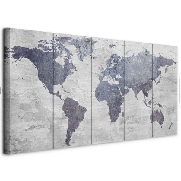 Tableau - Concrete World Map (5 Parts) Narrow