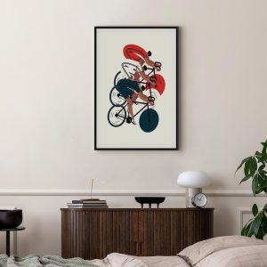 Tableau - Cycling Race Competitors on a Light Background - Illustration