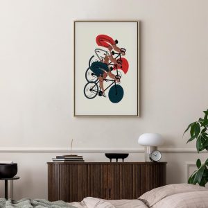 Tableau - Cycling Race Competitors on a Light Background - Illustration