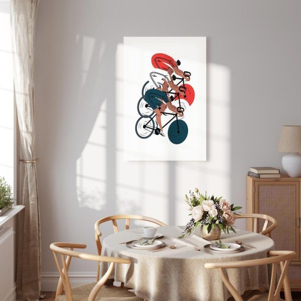 Tableau - Cycling Race Competitors on a Light Background - Illustration