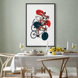 Tableau - Cycling Race Competitors on a Light Background - Illustration