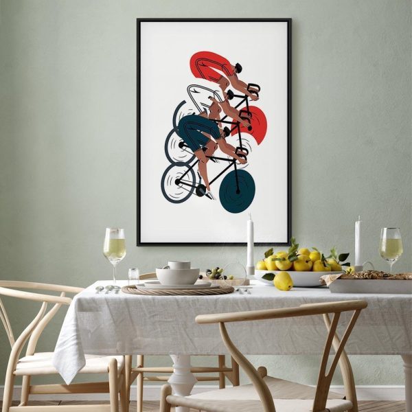 Tableau - Cycling Race Competitors on a Light Background - Illustration