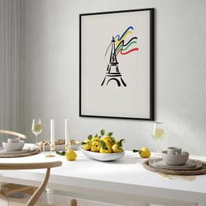 Tableau - Eiffel Tower and Colorful Ribbons
