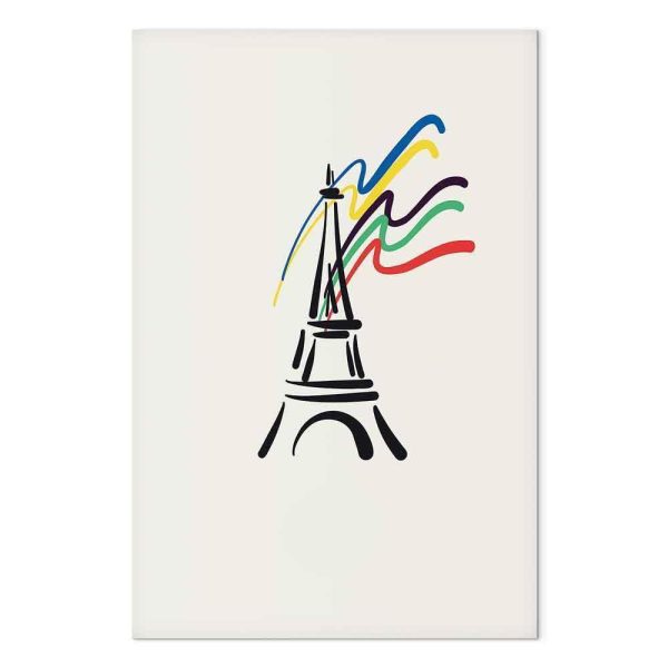 Tableau - Eiffel Tower and Colorful Ribbons