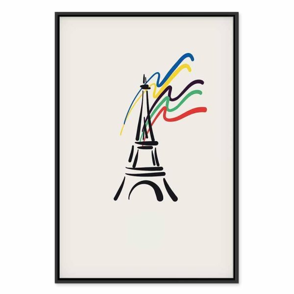 Tableau - Eiffel Tower and Colorful Ribbons