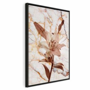 Tableau - Elegance of a Flower (1-part) - Delicate Lily on Marble in Sepia