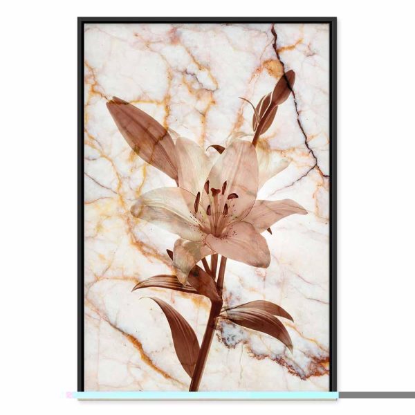 Tableau - Elegance of a Flower (1-part) - Delicate Lily on Marble in Sepia